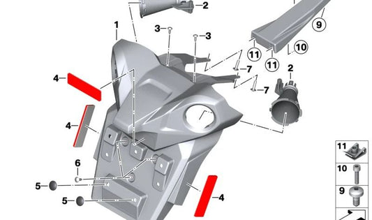 Apoyo para soporte de matrícula OEM 46628564789 para BMW Motorrad C 650 GT (K19). Original BMW Motorrad.