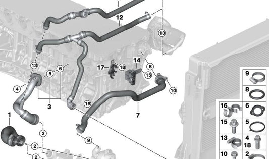 OEM 11537547244 4537244 Tubo di scambiatore termico di BMW E70 X5. BMW originale.