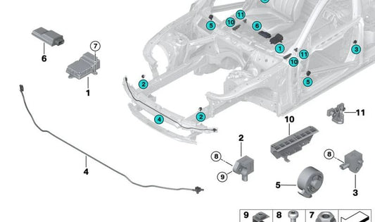 Sensor protección peatones OEM 65766821100 para BMW G32 (620d, 630d, 630i) y F39. Compatible según modelo y motorización. Pieza original BMW.