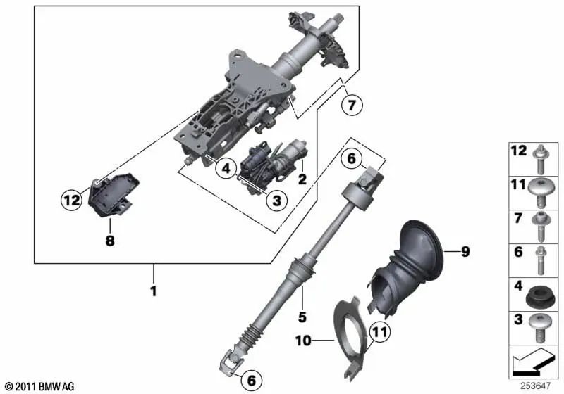Untere Adressspalte für BMW E60, E60N, E61, E61N, E63, E63N, E64, E64N (OEM 32306780892). Original BMW.