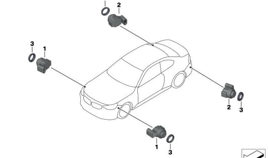 Ultrasonic sensor Oxid gray II for BMW G87, G20, G21, G28, G80, G81 (OEM 66207927927). Original BMW