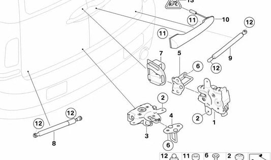Asidero exterior puerta trasera Splitdoor OEM 51247228923 para MINI Clubman R55, R55 LCI (2006–2014). Original MINI.