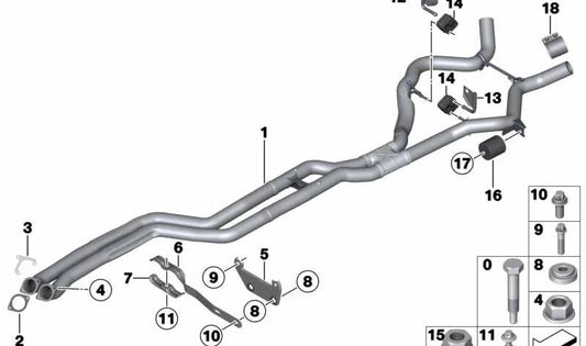 Abrazadera de escape OEM 18207553607 para BMW E82, E88, E90, E91, E92, E93, E84. Original BMW. Ideal para fijar componentes del sistema de escape sin complicaciones.