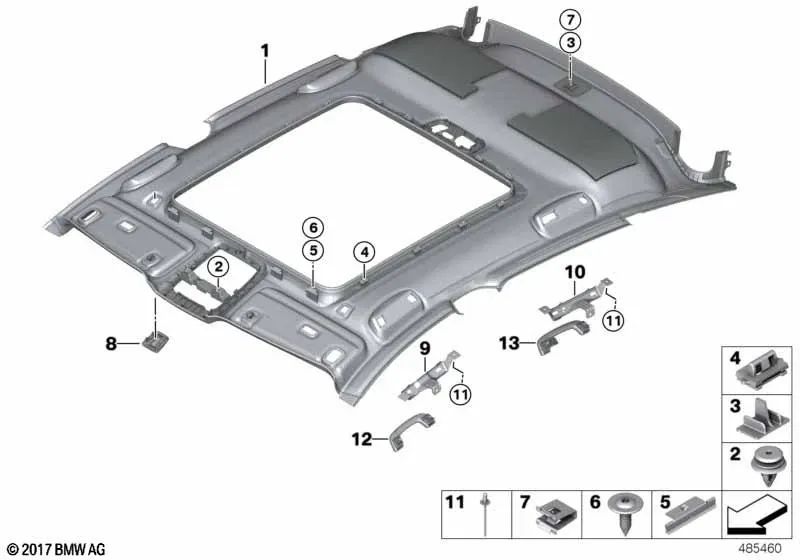Rear Right Grab Handle Bracket for BMW G32, G32N (OEM 51167380706). Original BMW.
