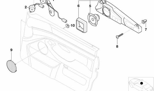 Altavoz puerta delantera derecha OEM 65138360782 para BMW E39 520d, 520i {todos los modelos compatibles}. Sistema HIFI. Original BMW.