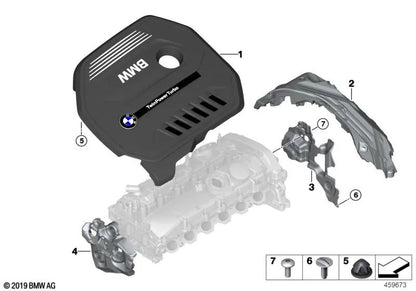 Tampa do motor para BMW G02 (OEM 11128687751). BMW originais.