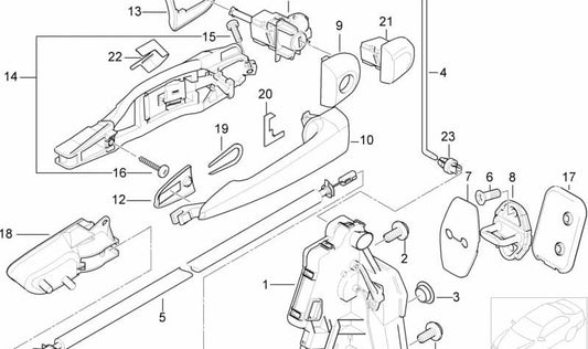 Left front door lock with OEM 51217011307 engine for BMW E46 316i and 318i. Compatible with models with manual and automatic change. Original BMW.