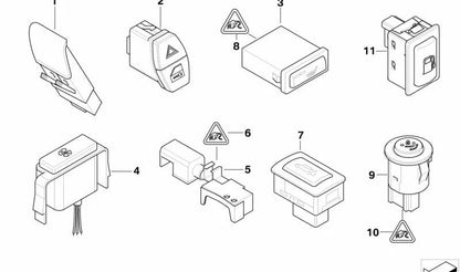 Interruptor de calefacción de asiento trasero OEM 61316988957 para BMW E60, E61, E83, E53, E70, E71. Original BMW