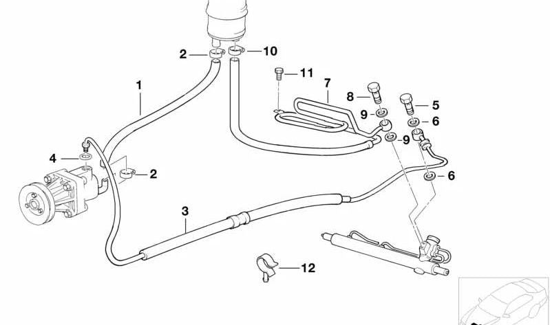 Return pipe for BMW Series 3 E36 (OEM 32411093138). Genuine BMW