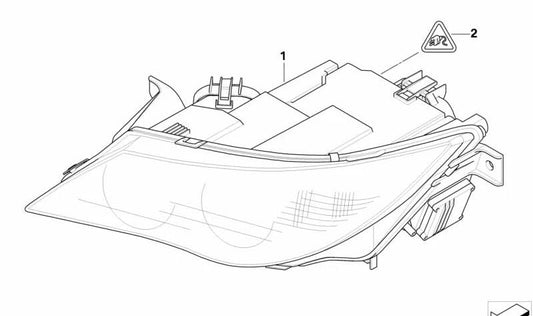 Phare AHL-xénon droit OEM 63127186816 pour BMW Série 6 E63, E63 LCI, E64, E64 LCI. Véritable BMW.