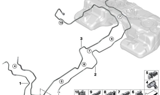 Canal d'alimentation à carburant arrière pour BMW X5 F95, G05 et X6 F96, G06 (OEM 16129895500). BMW d'origine