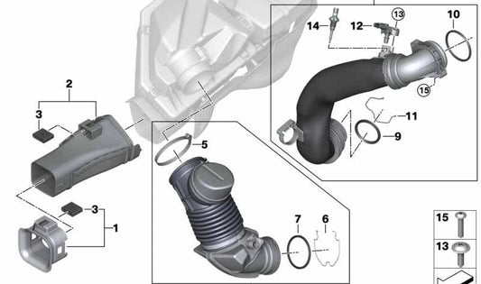 Conducto de admisión de aire OEM 13718681572 para BMW Z4 G29. Pieza original BMW.