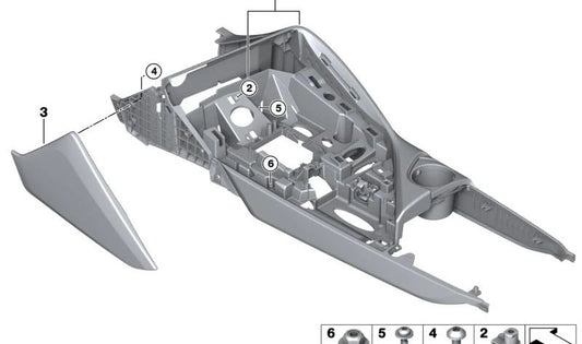 Supporto console centrale OEM 51169290550 per BMW I12, I15. BMW originale.