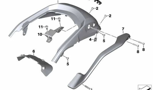 Revestimiento trasero centro OEM 46628388940 para motos BMW K1600 Bagger. Original BMW Motorrad.