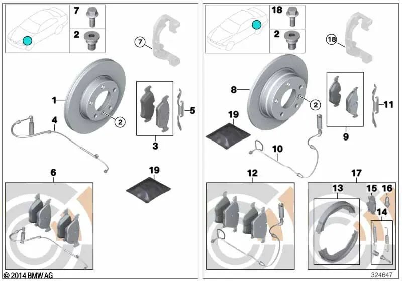 Juego de Pastillas de Freno sin Asbesto para BMW Serie 5 E60, E61N, Serie 6 E63, E64 (OEM 34112284065). Original BMW