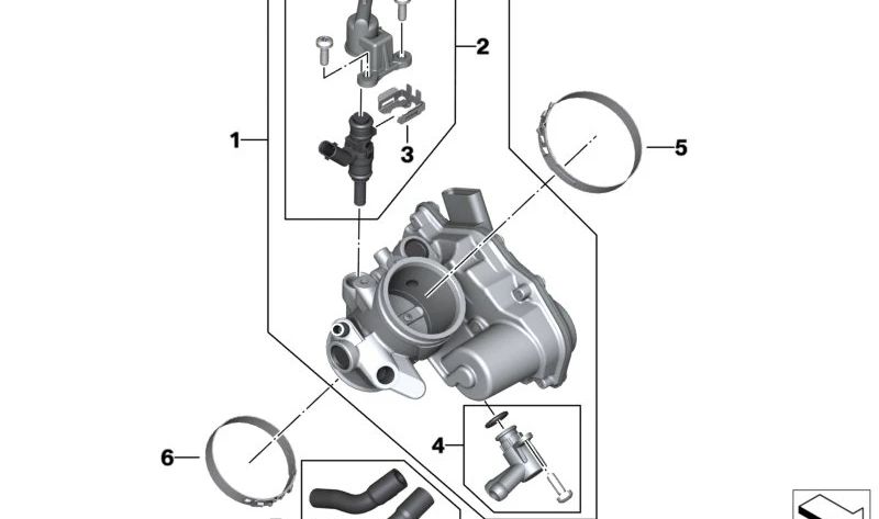 Válvula de mariposa OEM 13549457931 para motos BMW G 310 GS (K02), G 310 R (K03). Original BMW Motorrad.