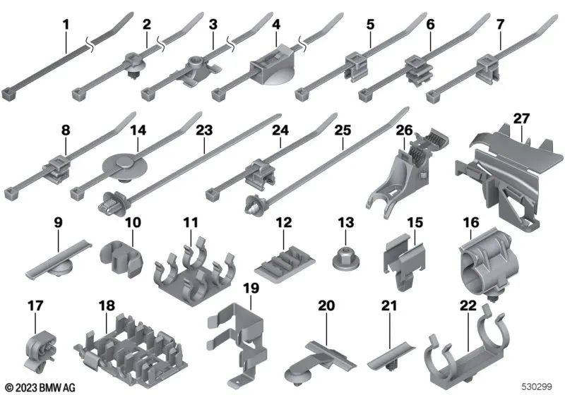 Clipe para BMW Série 3 E36, E46 e MINI F54, F55, F56, F57, F60, R50, R53, R55, R56, R57, R58, R59, R60 (OEM 13531247441). BMW original
