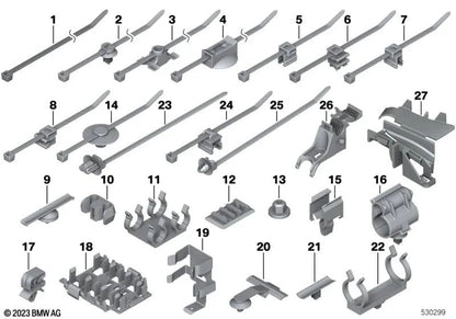 Clipe para BMW Série 3 E36, E46 e MINI F54, F55, F56, F57, F60, R50, R53, R55, R56, R57, R58, R59, R60 (OEM 13531247441). BMW original