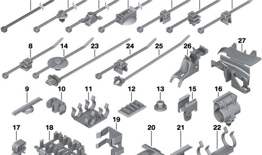 Cinta sujetacables con soporte OEM 61139118958 para MINI R50, R56, F56, Clubman R55, Cabrio R57... y más. Original MINI.