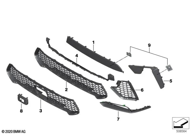 Front bumper cover for BMW X5 F95, X6 F96 (OEM 51118081614). Original BMW