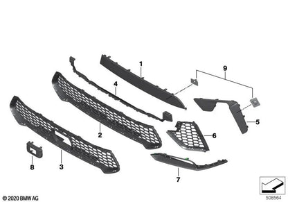 Front bumper cover for BMW X5 F95, X6 F96 (OEM 51118081614). Original BMW