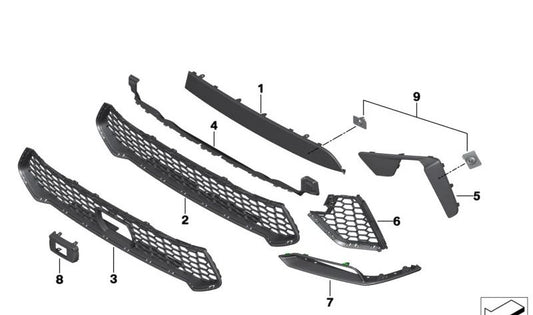 Clip Lower Left Side Grille for BMW F95 (OEM 51118090945). Original BMW