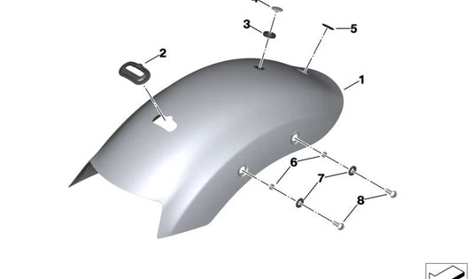 Cubrecadena trasero OEM 46629445134 para motos BMW R 18, R 18 Classic. Original BMW Motorrad.
