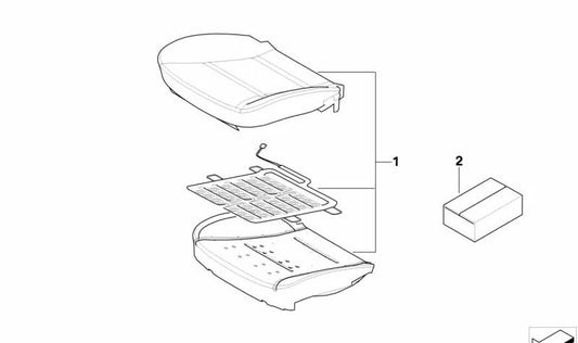 Kit de reparación asiento OEM 52107242043 para BMW E60, E60N, E61, E61N. Original BMW.