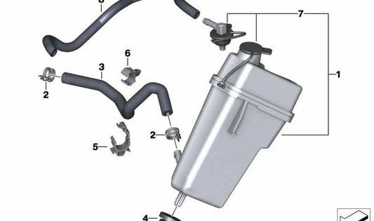 Clip para tubo de refrigeración OEM 17128554893 para BMW Motorrad {F650GS, F700GS, F750GS, F800GS, F850GS, R1200GS, R1250GS, S1000RR, S1000XR, K1600GT, K1600GTL}. Original BMW Motorrad.