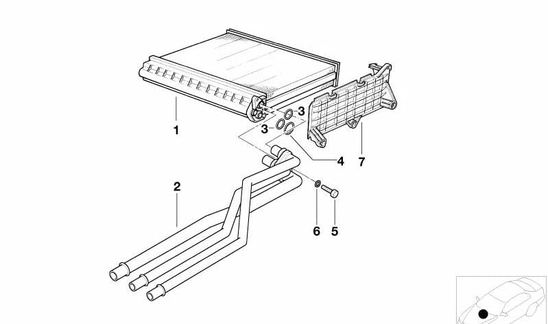Tubo calefacción triple de aluminio OEM 64118385564 para BMW E39, E53. Pieza original BMW.