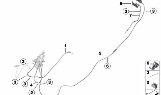 Cable Bowden maletero OEM 51257725315 para BMW Motorrad C 600 Sport, C 650 Sport. Original BMW Motorrad.