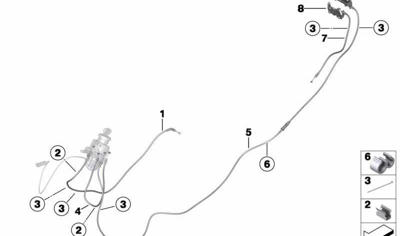Cable Bowden tapa llenado combustible OEM 51257725305 para BMW Motorrad C 600 Sport, C 650 Sport, C 650 GT. Original BMW Motorrad.