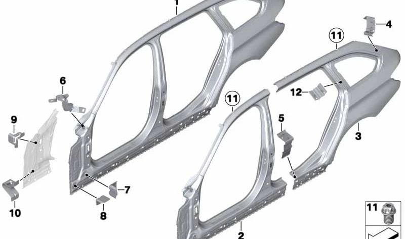 Marco lateral exterior izquierdo OEM 41007298013 para BMW F31. Original BMW.