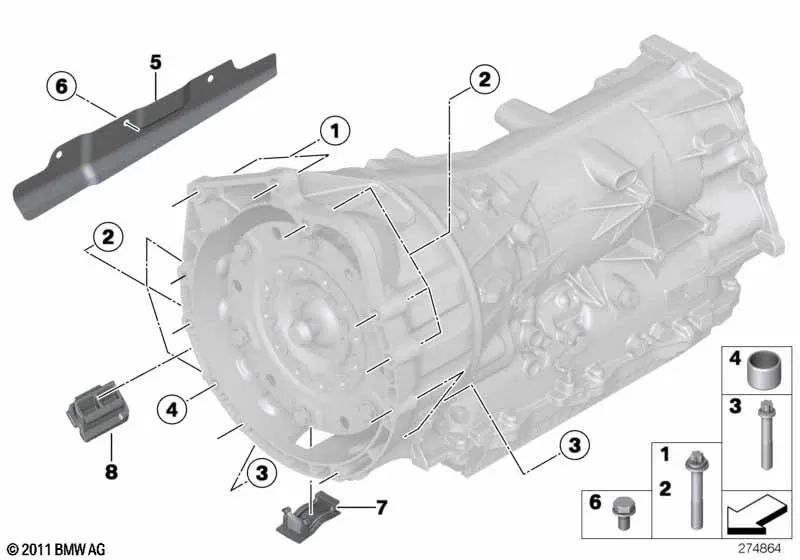 Set di viti in alluminio per trasmissione automatica per BMW Serie 1 E81, E82, E87, E87N, E88, Serie 3 E90, E90N, E91, E91N, E92, E92N, E93, E93N, Serie 5 E60, E60N, E61, E61N, F10, F11, F18, F18N, Serie 6 E63, E63N, E64, E64N, Serie 7 E65, E66, F0