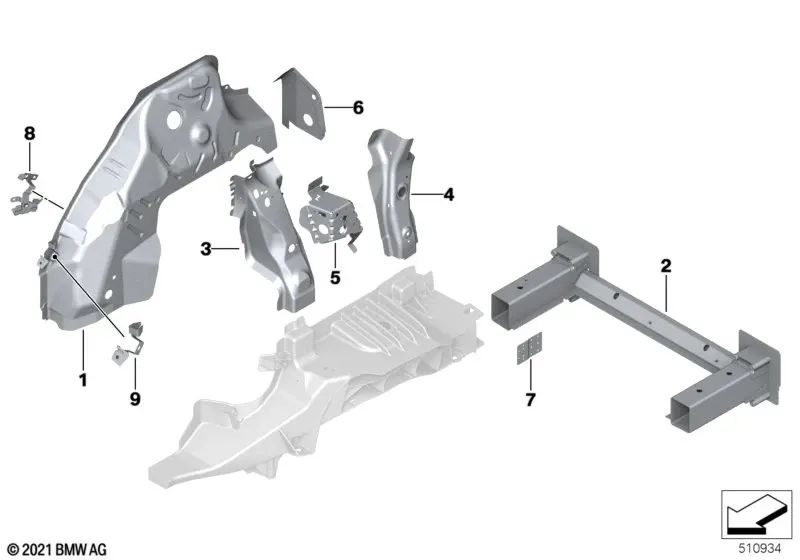 Repair cross member for BMW I20 (OEM 41009626979). Original BMW.