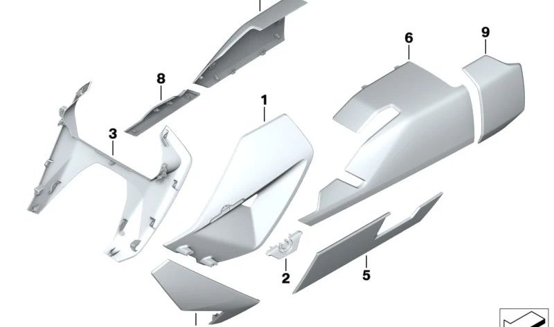 Revestimiento lateral izquierdo Light White OEM 46637105613 para motos BMW CE 04 (K07, K67). Original BMW Motorrad.