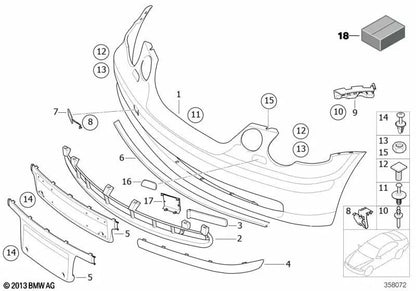 Moldura parachoques delantera izquierda para BMW Serie 3 E46 (OEM 51118252791). Original BMW