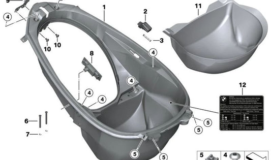 Tapiz de fondo OEM 46637725238 para BMW Motorrad C 600 Sport, C 650 Sport. Original BMW Motorrad.