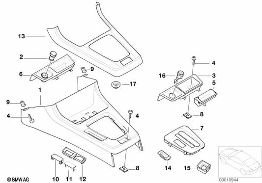 Sede del posacenere per la serie BMW 3 E36 (OEM 51168146481). BMW originale.
