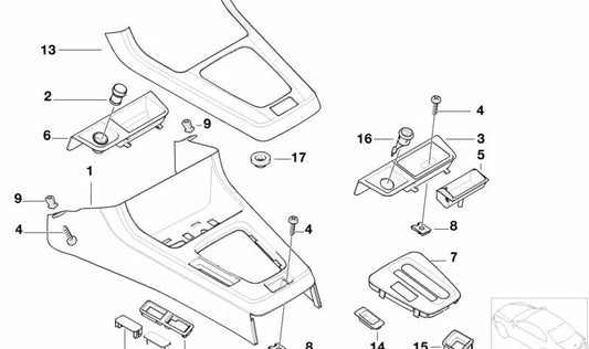 Interior Chrome Cenice OEM 51162492158 para BMW E36. Substituição original da BMW.