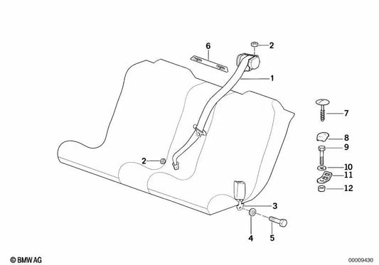 Ceinture de sécurité arrière pour BMW E31 (OEM 72118173630). BMW d'origine.