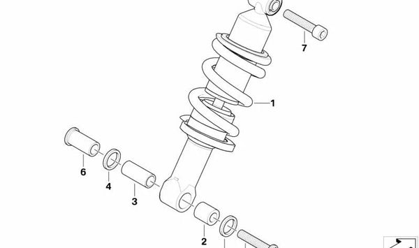 Amortiguador delantero OEM 31427720757 para BMW Motorrad K1300R (KK43, 2008-2015). Repuesto original BMW Motorrad.