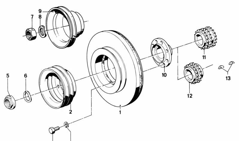 Polea de cigüeñal (nabe) OEM 11231263915 para BMW E12, E28, E34, E24, E23, E32. Pieza original BMW.