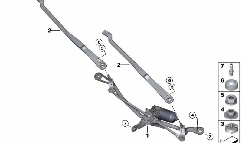 Sistema completo de limpiaparabrisas OEM 61619851576 para BMW F91, F92, F93, G14, G15, G16. Original BMW.