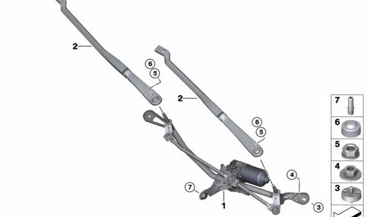 Sistema completo de limpiaparabrisas OEM 61619851576 para BMW F91, F92, F93, G14, G15, G16. Original BMW.