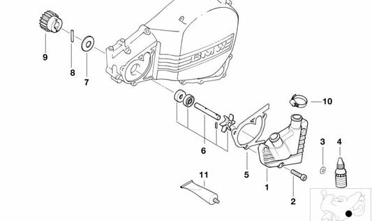 Carcasa de la bomba de agua plata OEM 11517652862 para motos BMW F 650 GS, F 650 GS Dakar, F 650 CS. Original BMW Motorrad.