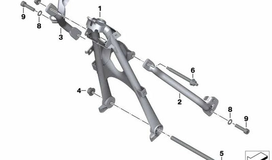 Subchasis delantero sin número de bastidor (VIN) OEM 46517720198 para BMW Motorrad R1200GS (K25), R1200GS Adventure (K25), R1200R (K27), R1200RT (K26). Original BMW Motorrad.