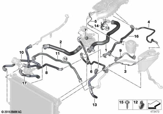 BMW Electric -Kältemittel -Pumpe 5 G30 -Serie, G38, 7 G11 -Serie, G12 (OEM 17128602861). Original BMW.