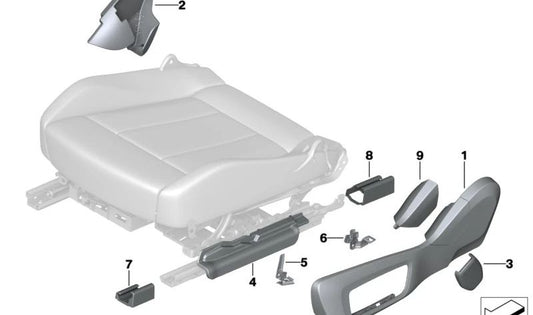 EVELOLECEDORA COVER GUIDE RIGHT Front Seat 52107492748 FOR BMW F91, F92, F93, G14, G15, G16. Original BMW.