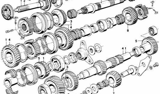 Eje de salida OEM 23211224372 para BMW E30, E12, E28, E24, E23. Repuesto original BMW.